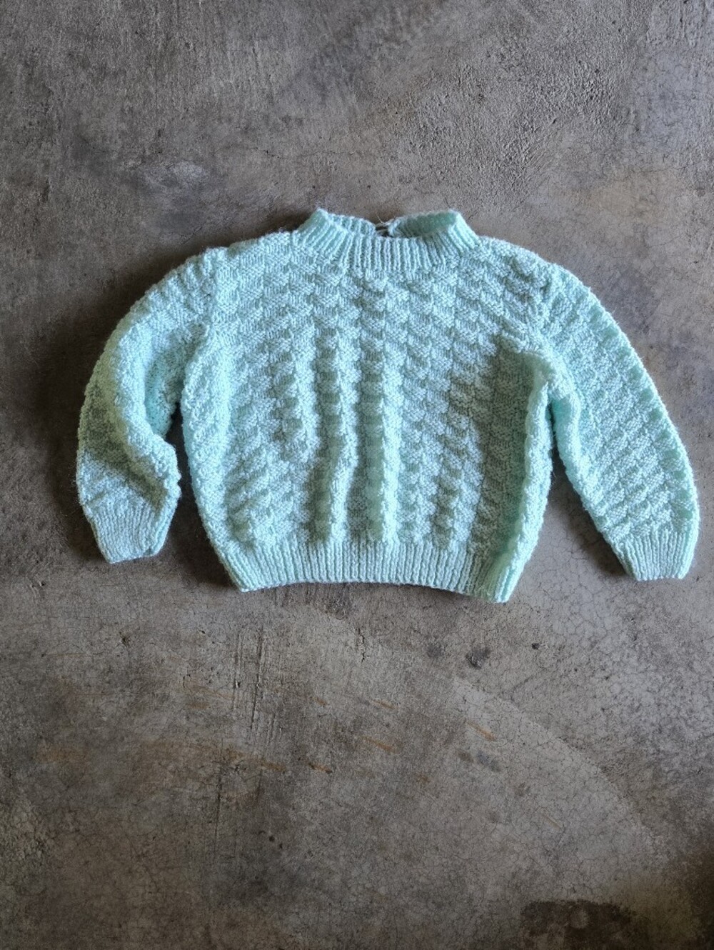 2 For $15 Kids Vintage Child Handmade Mint GreenKnit Sweater 4T
